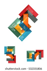 Set of abstract geometric paper graphic layouts. Business presentations, backgrounds, option infographics or banner templates
