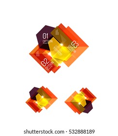 Set of abstract geometric paper graphic layouts. Business presentations, backgrounds, option infographics or banner templates