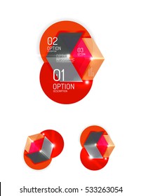 Set of abstract geometric paper graphic layouts. Business presentations, backgrounds, option infographics or banner templates