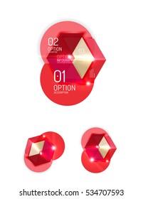 Set of abstract geometric paper graphic layouts. Business presentations, backgrounds, option infographics or banner templates