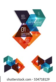 Satz abstrakter geometrischer Papiergrafie-Layouts. Unternehmenspräsentationen, Hintergründe, optionale Infografiken oder Bannervorlagen
