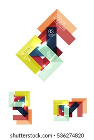 Conjunto de diseños gráficos de papel geométrico abstracto. Presentaciones empresariales, antecedentes, infografías de opciones o plantillas de banners