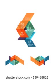 Set of abstract geometric paper graphic layouts. Business presentations, backgrounds, option infographics or banner templates