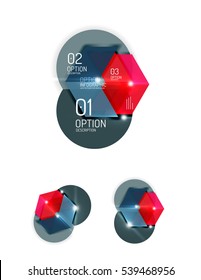 Set of abstract geometric paper graphic layouts. Business presentations, backgrounds, option infographics or banner templates