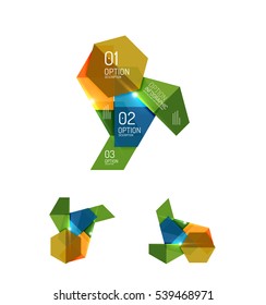 Satz abstrakter geometrischer Papiergrafie-Layouts. Unternehmenspräsentationen, Hintergründe, optionale Infografiken oder Bannervorlagen