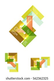 Set of abstract geometric paper graphic layouts. Business presentations, backgrounds, option infographics or banner templates