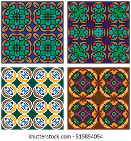 set of abstract geometric pattern. Background fabric or paper print.