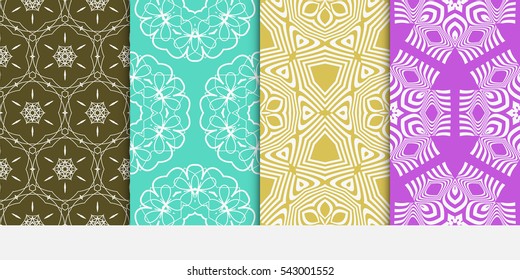 set of Abstract geometric pattern. Decorative floral ornament. Vector illustration.