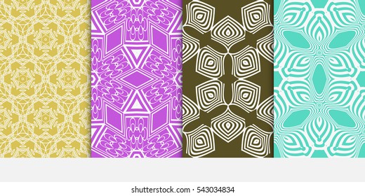 set of Abstract geometric pattern. Decorative floral ornament. Vector illustration.