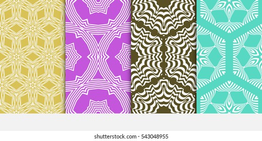 set of Abstract geometric pattern. Decorative floral ornament. Vector illustration.