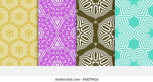 set of Abstract geometric pattern. Decorative floral ornament. Vector illustration.
