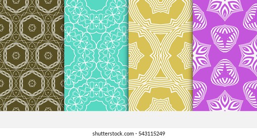 set of Abstract geometric pattern. Decorative floral ornament. Vector illustration.