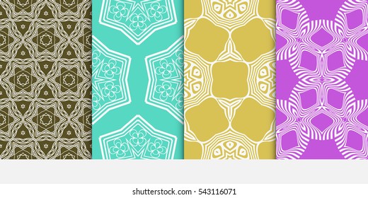 set of Abstract geometric pattern. Decorative floral ornament. Vector illustration.