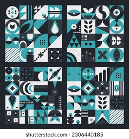 Set abstract geometric pattern design in modern style. Vector illustration.