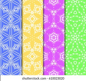 set of Abstract geometric pattern with floral elements. Seamless. Vector illustration. For design, wallpaper, background fills, fill, card, banner, flyer. Ethnic ornament