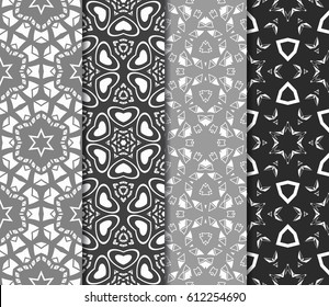 set of Abstract geometric pattern with floral elements. Seamless. Vector illustration. For design, wallpaper, background fills, fill, card, banner, flyer. Ethnic ornament