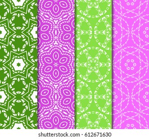 set of Abstract geometric pattern with floral elements. Seamless. Vector illustration. For design, wallpaper, background fills, fill, card, banner, flyer. Ethnic ornament