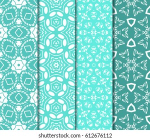 set of Abstract geometric pattern with floral elements. Seamless. Vector illustration. For design, wallpaper, background fills, fill, card, banner, flyer. Ethnic ornament