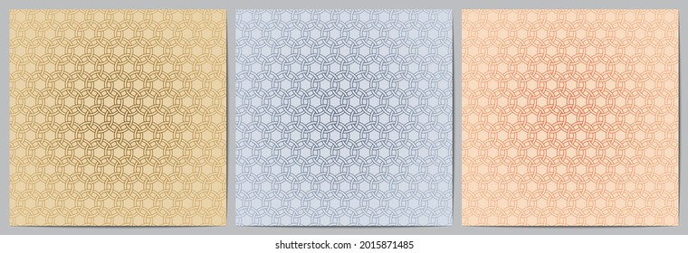  Conjunto de patrones geométricos abstractos de fondo moderno con un círculo superpuesto elegante para decorativo,papel tapiz; ropa; envoltura.Ilustración vectorial.Eps10