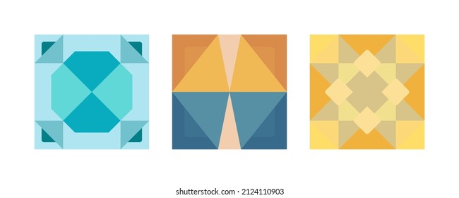 Set of abstract geometric patterns.