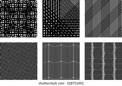 Set of Abstract geometric patterns. Black and white vector backgrounds.