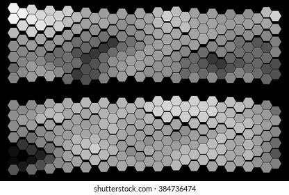 Set of an abstract geometric patterns consisting of multicolored hexagons. Suitable for use as a background for the header of a website