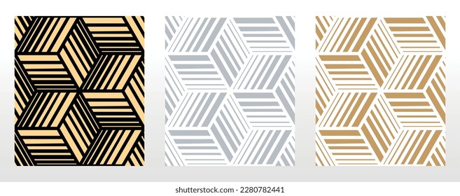 Set of abstract geometric patterns. Seamless vector backgrounds. Colored ornaments Graphic modern patterns Simple lattice graphic design