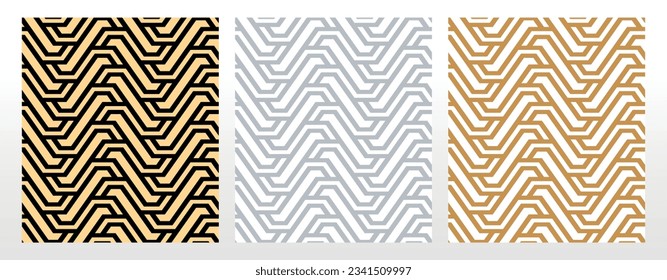 Set of abstract geometric patterns. Seamless vector backgrounds. Colored ornaments Graphic modern patterns Simple lattice graphic design