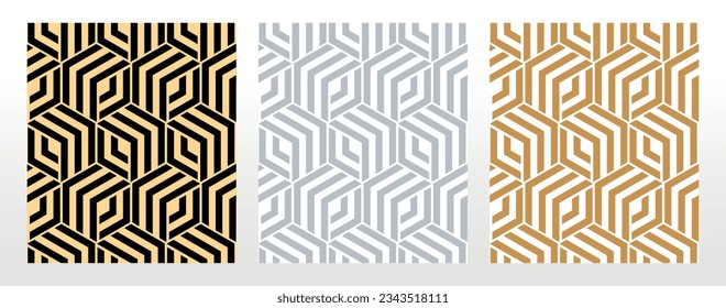 Set of abstract geometric patterns. Seamless vector backgrounds. Colored ornaments Graphic modern patterns Simple lattice graphic design