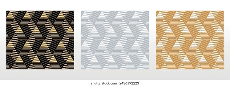 Set of abstract geometric patterns. Seamless vector backgrounds. Colored ornaments Graphic modern patterns Simple lattice graphic design