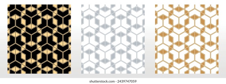 Set of abstract geometric patterns. Seamless vector backgrounds. Colored ornaments Graphic modern patterns Simple lattice graphic design