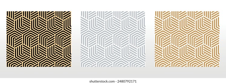 Set of abstract geometric patterns. Seamless vector backgrounds. Colored ornaments Graphic modern patterns Simple lattice graphic design