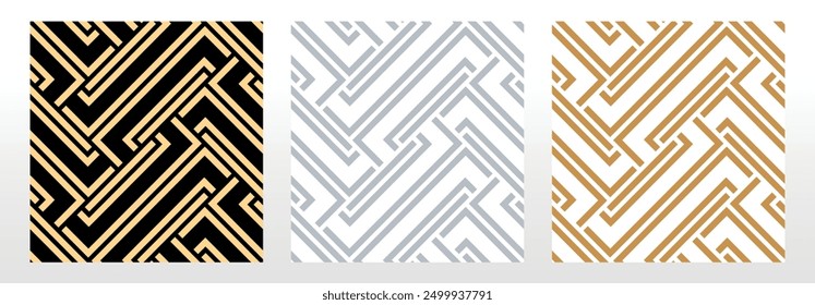 Conjunto de patrones geométricos abstractos. Fondos de Vector sin fisuras. Adornos de colores Patrones gráficos modernos Diseño gráfico de celosía simple