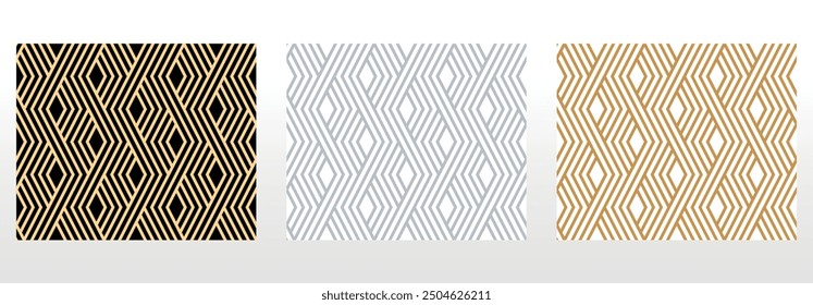 Set of abstract geometric patterns. Seamless vector backgrounds. Colored ornaments Graphic modern patterns Simple lattice graphic design