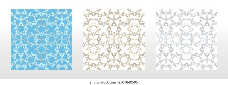 Conjunto de patrones geométricos abstractos. Fondos de Vector sin fisuras. Adornos de colores Patrones gráficos modernos Diseño gráfico de celosía simple