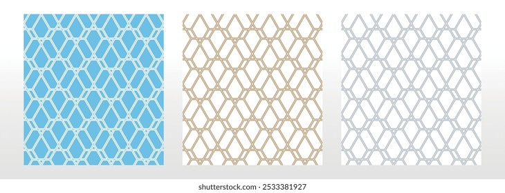 Satz abstrakter geometrischer Muster. Nahtlose Vektorhintergründe. Farbige Ornamente Grafische moderne Muster Einfache Gitter Grafik Design