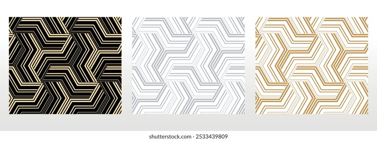 Set of abstract geometric patterns. Seamless vector backgrounds. Colored ornaments Graphic modern patterns Simple lattice graphic design