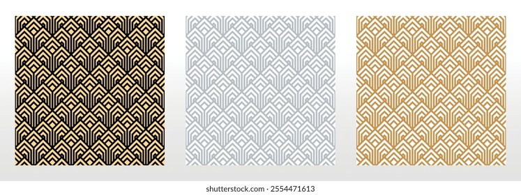 Set of abstract geometric patterns. Seamless vector backgrounds. Colored ornaments Graphic modern patterns Simple lattice graphic design