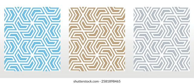 Set of abstract geometric patterns. Seamless vector backgrounds. Colored ornaments Graphic modern patterns Simple lattice graphic design