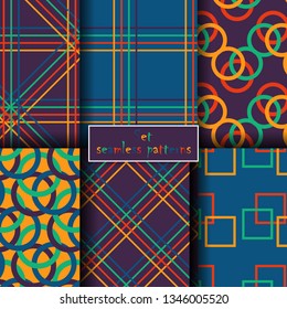 Set of abstract geometric patterns. Template for design. Vectonic illustration