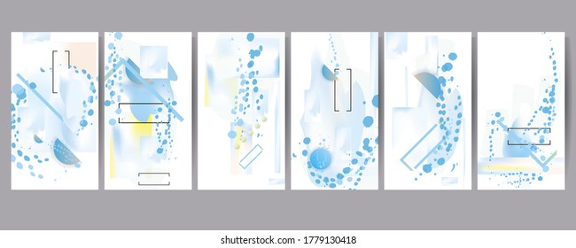 Set of abstract geometric pearlescent foil with paint splatters. Creative universal artistic templates. Good for poster, card, invitation, flyer, cover, banner, placard, brochure and other graphic design