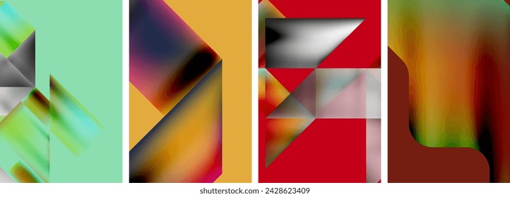 Conjunto de carteles geométricos abstractos. Fondos abstractos para papel pintado, tarjeta de visita, cubierta, cartel, banner, folleto, encabezado, sitio web