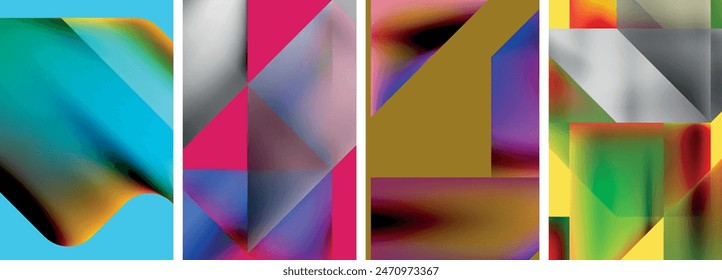 Set of abstract geometric posters. Abstract backgrounds for wallpaper, business card, cover, poster, banner, brochure, header, website