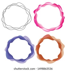 Set of abstract geometric round frame on white background. Template design for invitation, poster, card, postcard. Holiday card or congratulation. Colorful isolated illustration.