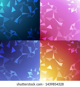 Set of abstract geometric seamless color background, vector illustration.