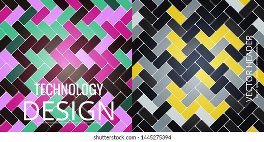 Set of abstract geometric seamless color background, vector illustration.
