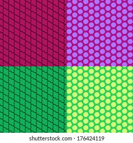 Set of Abstract Geometric Seamless Colorful Pattern. Vector