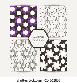 Set of abstract geometric seamless graphic hipster. Fashion pillow pentagon pattern.
