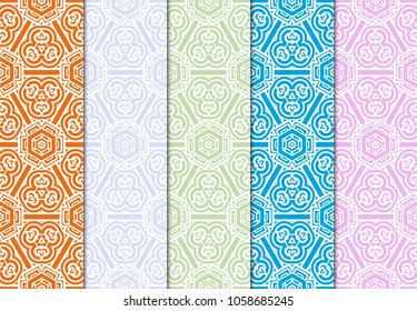 set of abstract with geometric seamless pattern and design elements for scrapbook. vector illustration. color