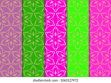 set of abstract with geometric seamless pattern and design elements for scrapbook. vector illustration. color